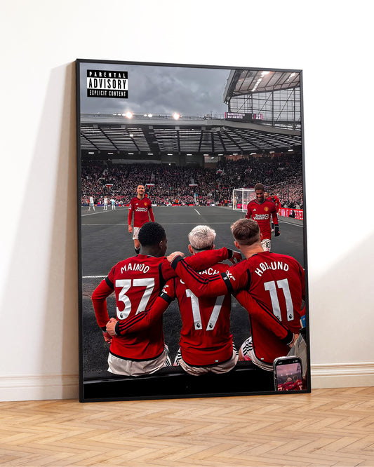 Garnacho, Hoijlund & Mainoo Poster Print