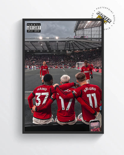Garnacho, Hoijlund & Mainoo Poster Print